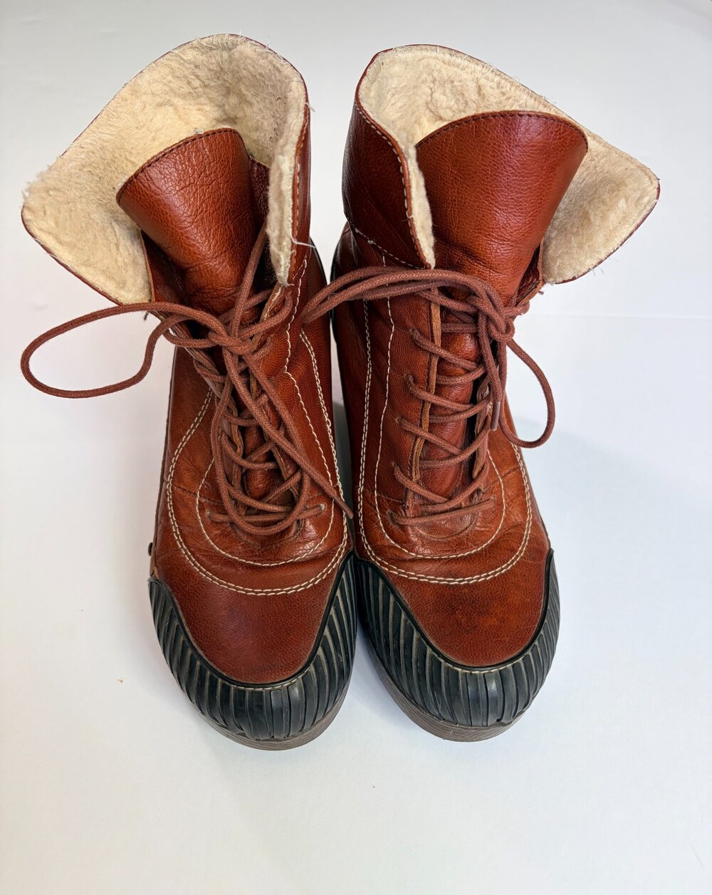Jambu Netherlands Leather Lace Up Ankle Boots Faux Fur Lined Womens 7